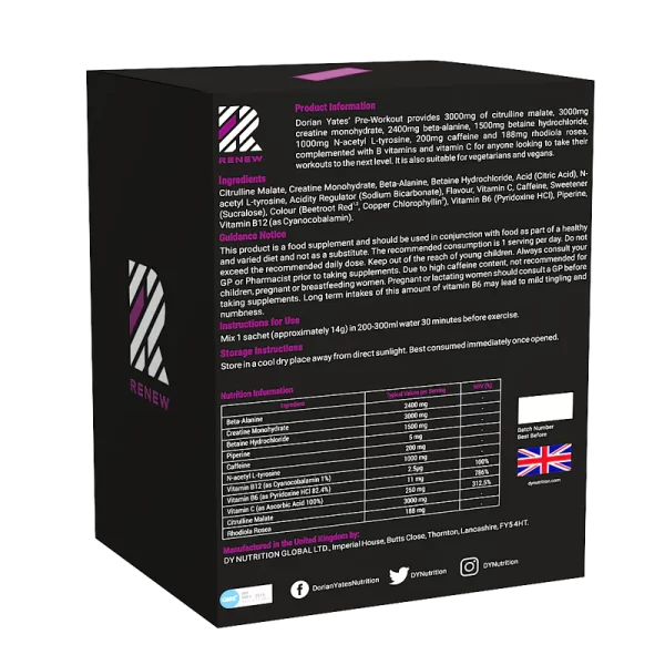 Renew Pre-Workout, 280g Box, 20 Sachets/Servings - Image 3